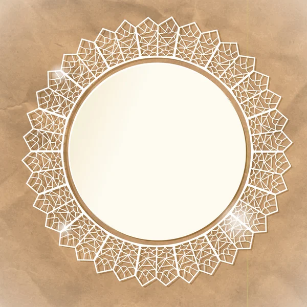 White lace doily on paper an background — Stock Vector