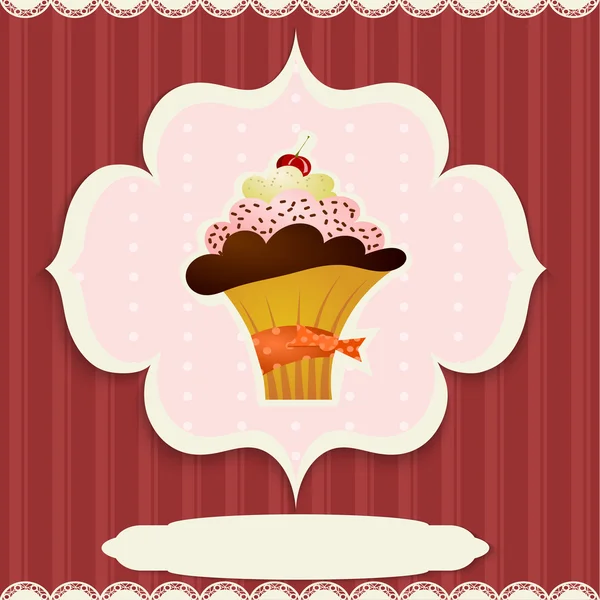 Vintage card with cupcake — Stock Vector
