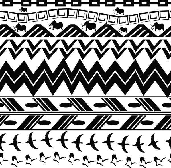 Textura monocromática sin costura en estilo tribal — Archivo Imágenes Vectoriales
