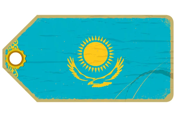Vintage label with the flag of Kazakhstan — Stock Vector