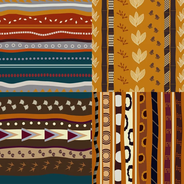 Set of African ethnic seamless patterns — Stock Vector