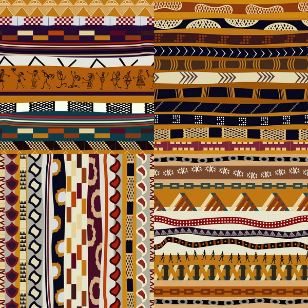 Set van Afrikaanse naadloze patronen — Stockvector
