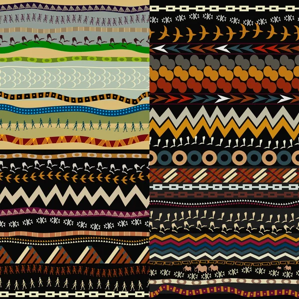 Set of seamless patterns with African elements — Stock Vector