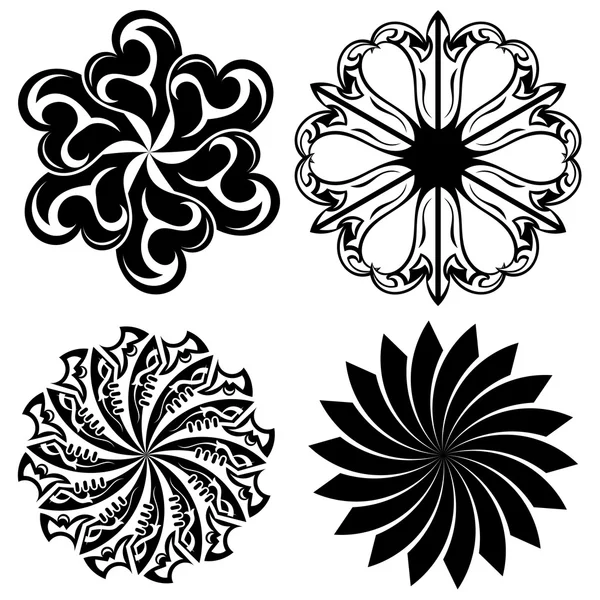 Set of round tattoo elements — Stock Vector