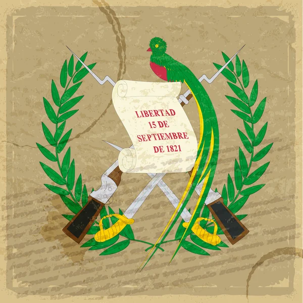 Escudo de armas dominicano en una vieja hoja de papel — Vector de stock