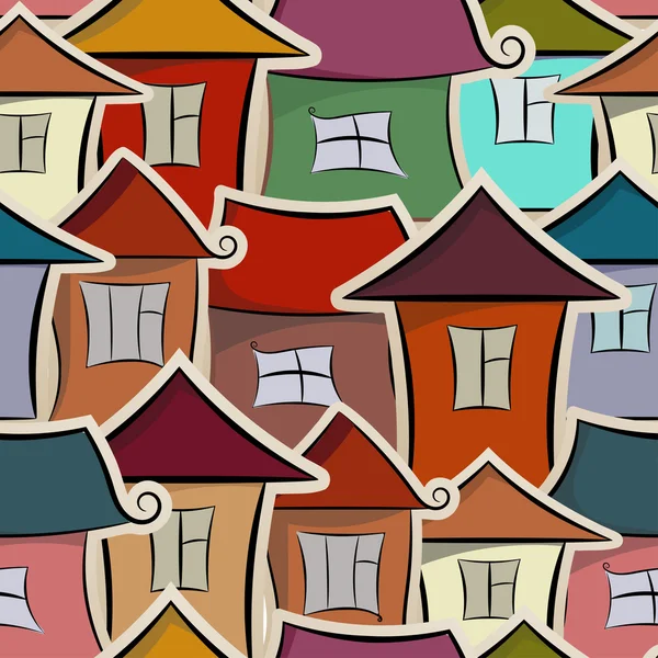 Seamless pattern with houses — Stock Vector