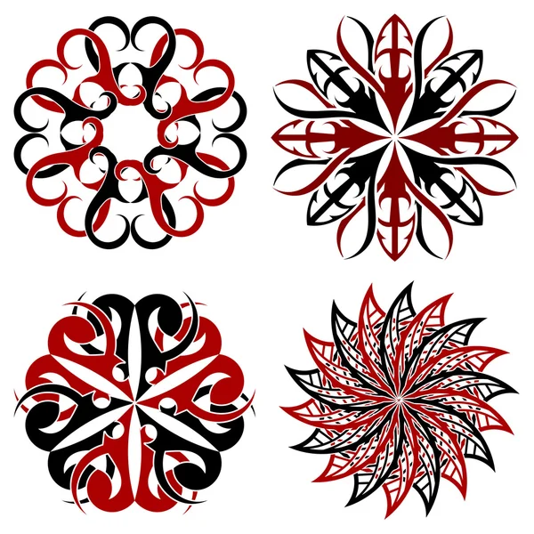 Набор круглых элементов племенной татуировки — стоковый вектор