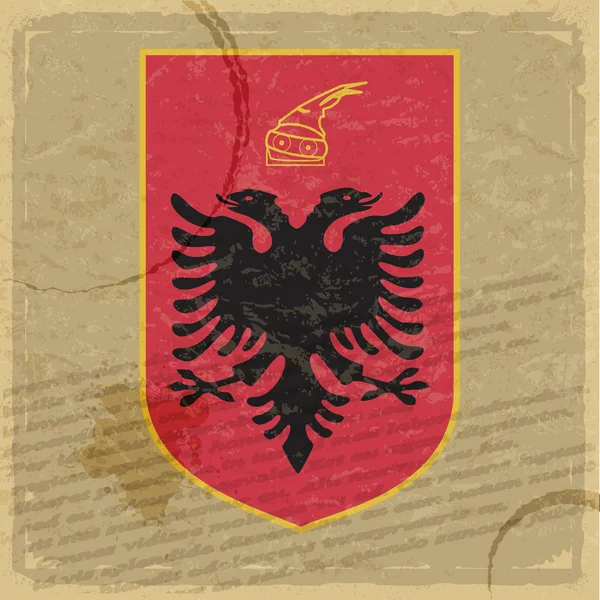 Escudo de Albania en el antiguo sello postal — Archivo Imágenes Vectoriales