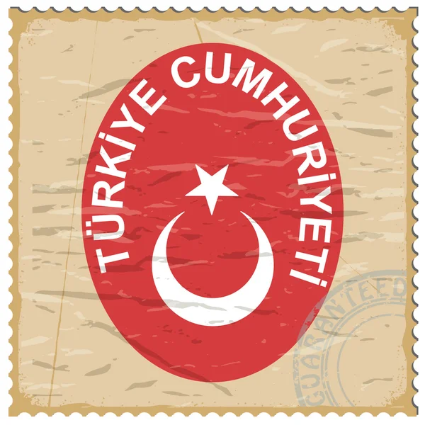 Παλτό με τα όπλα της Τουρκίας στο παλιό γραμματόσημο — Διανυσματικό Αρχείο
