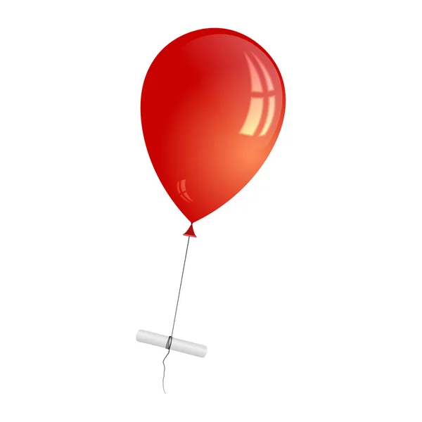 Ilustración de un globo rojo con una carta adjunta — Vector de stock