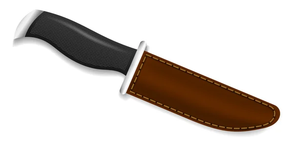Cuchillo de caza en una cubierta marrón sobre un fondo blanco — Vector de stock