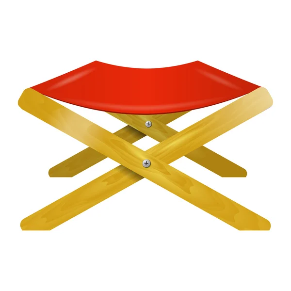 Chaise pliante en bois avec assise rouge — Image vectorielle