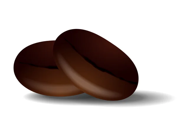 Deux grains de café noir torréfié . — Image vectorielle
