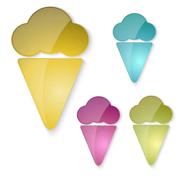 Set of glass icons ice cream — Stock Vector