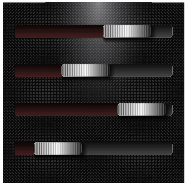 金属スライダー付きの抽象黒の背景 — ストックベクタ