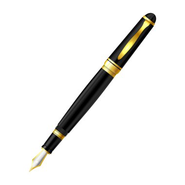 Beyaz arkaplanda siyah mürekkep kalemi