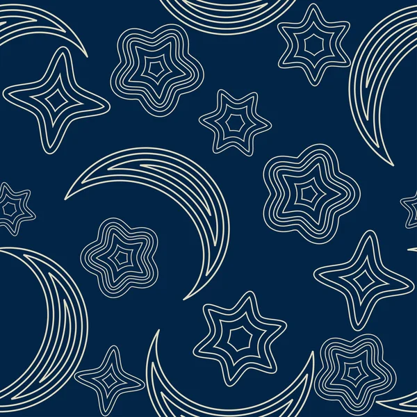 Motif sans couture avec étoiles et lune — Image vectorielle