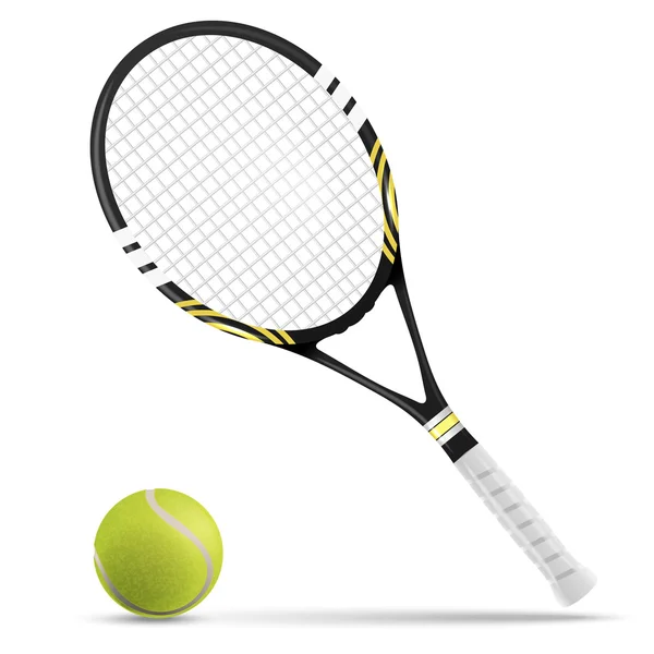 Raqueta de tenis y pelota — Vector de stock