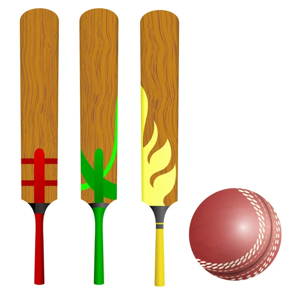 Cricket bats and ball — Stock Vector