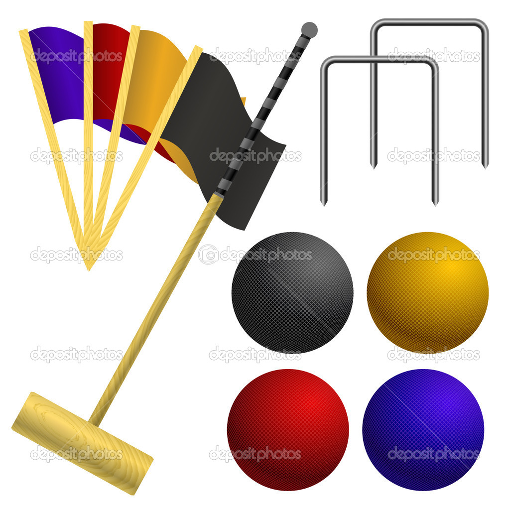 Set of objects for a game of croquet