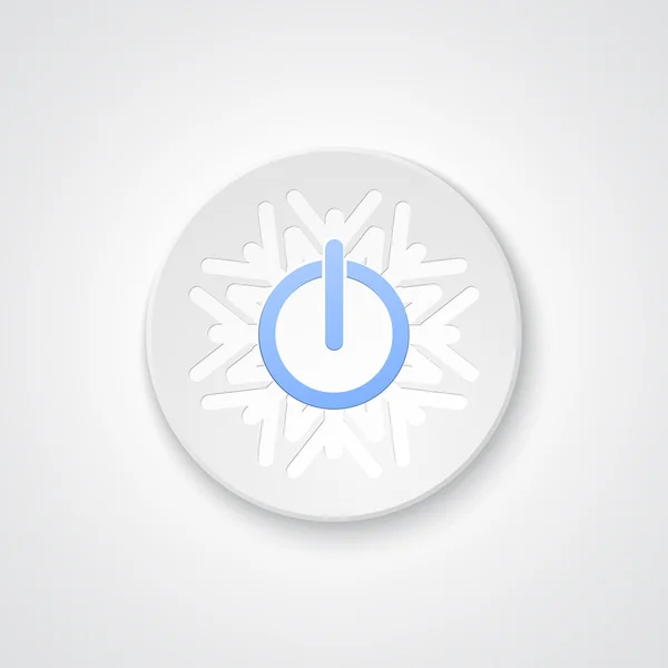 Abstract power button on the snowflake — Stock Vector