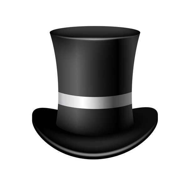 Classic cylinder hat on a white background