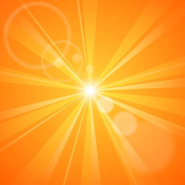 Abstract orange background with sun rays — Stock Vector