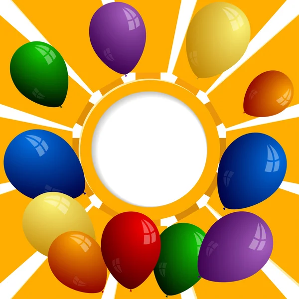 Groep van kleur ballen op de achtergrond van de zon. — Stockvector