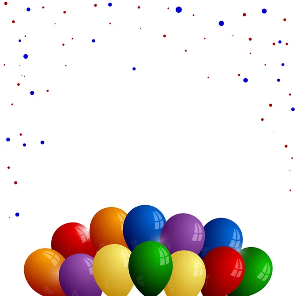 Globos coloridos con confeti sobre fondo blanco — Archivo Imágenes Vectoriales