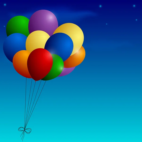 Manojo de globos de colores en un cielo azul — Archivo Imágenes Vectoriales