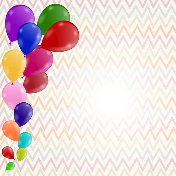 Färgad bakgrund med ballonger. Födelsedag inbjudan — Stock vektor