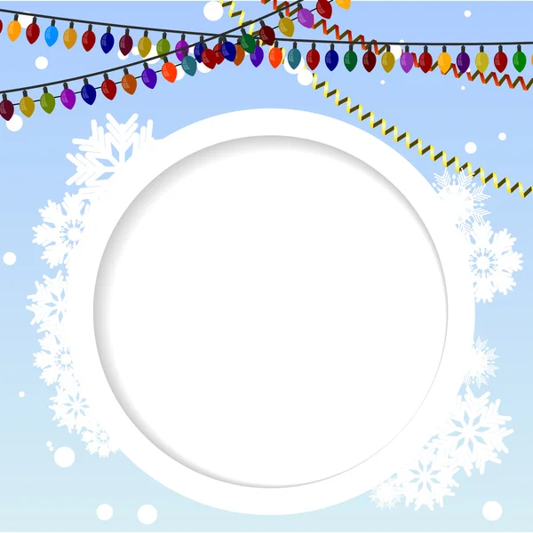 Winter background with a circular element to the text and colore — Stock Vector