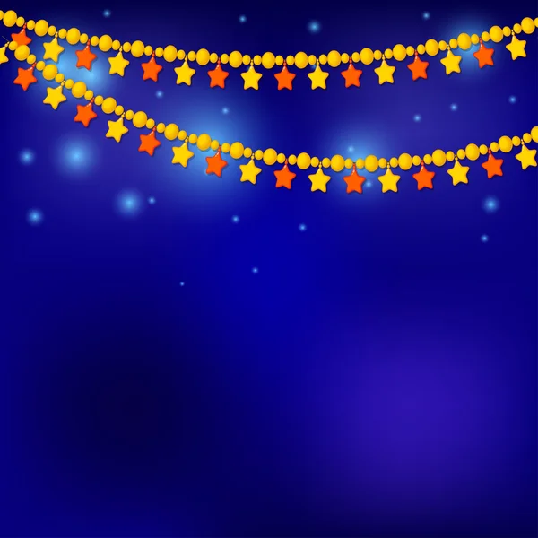 Golden Christmas Star on a blue background - decorating for the — Stock Vector