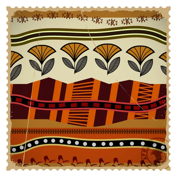 Sello postal abstracto con textura africana — Vector de stock