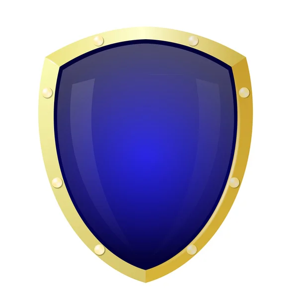 Escudo dorado con fondo azul. Aislar — Vector de stock