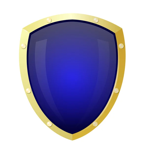 Gouden schild met een blauwe achtergrond. isolaat — Stockvector