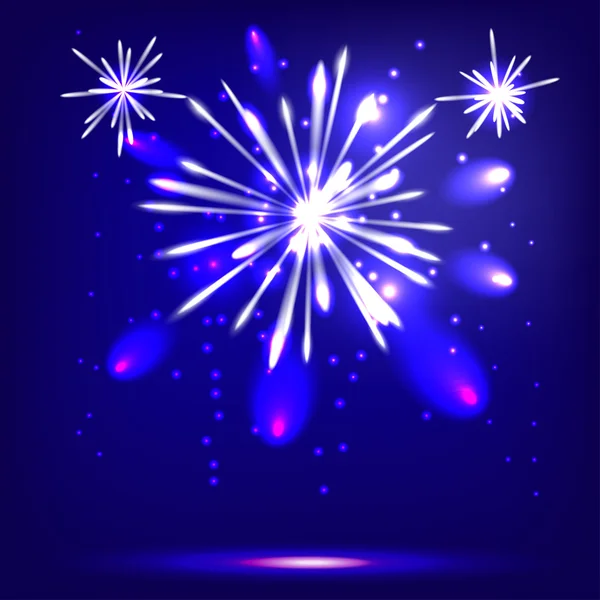 Blauer Hintergrund mit Feuerwerk — Stockvektor