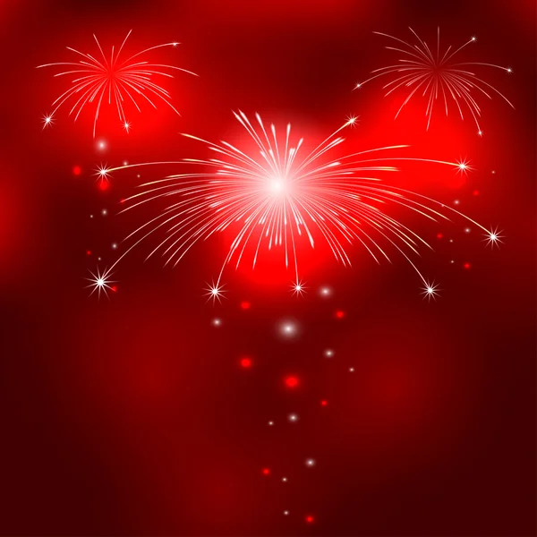 Fundo vermelho com fogos de artifício — Vetor de Stock