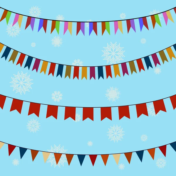 Set di bandiere colorate festive su corde curve — Foto Stock