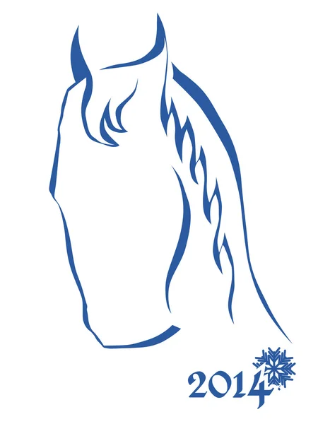 Signe du Nouvel An - Tête de cheval bleue . — Image vectorielle