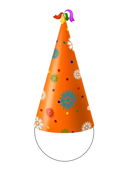 Sombrero de fiesta con copos de nieve — Vector de stock