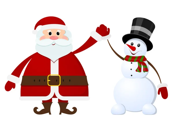 Santa Claus and snowman on a white background — Stock Vector