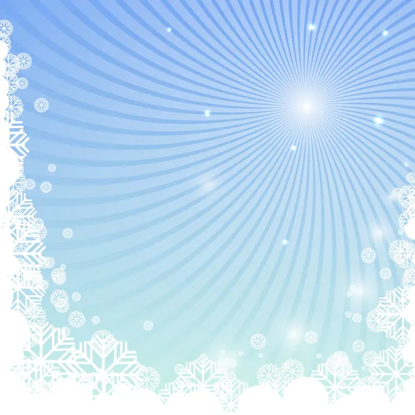 Winter background with snowflakes and curved beams — Stock Vector