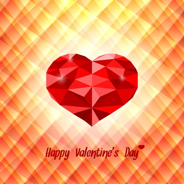 Polygonales rotes Herz auf dreieckigem Hintergrund — Stockvektor