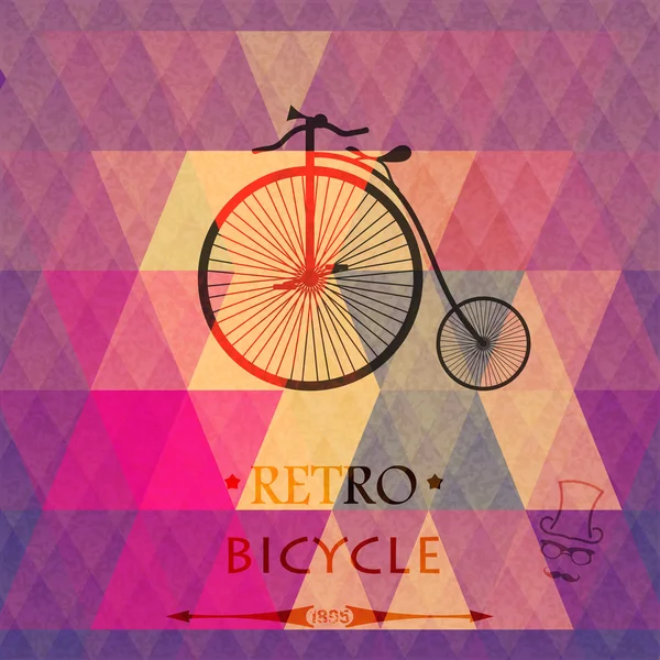 Bicicleta retro sobre un fondo grueso de triángulos — Vector de stock