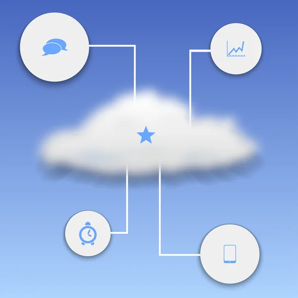 Cloud réaliste avec des éléments d'infographie — Image vectorielle