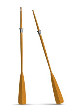 Two wooden oars clipart