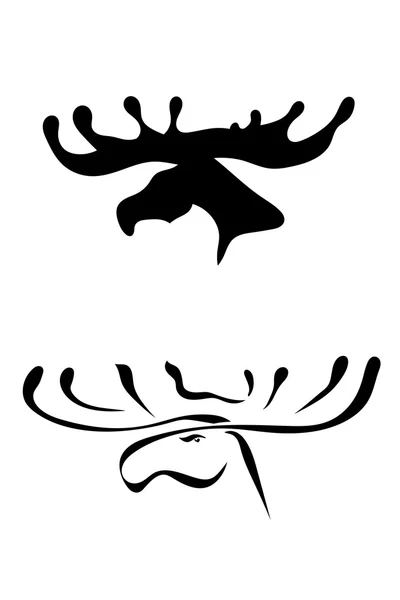 Black silhouettes of elk head — Stock Photo, Image