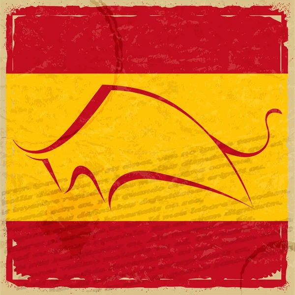 Grunge Spanish flag with the silhouette of a bull — Stock Photo, Image