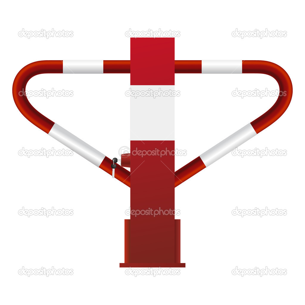 Red and white steel barrier with lock